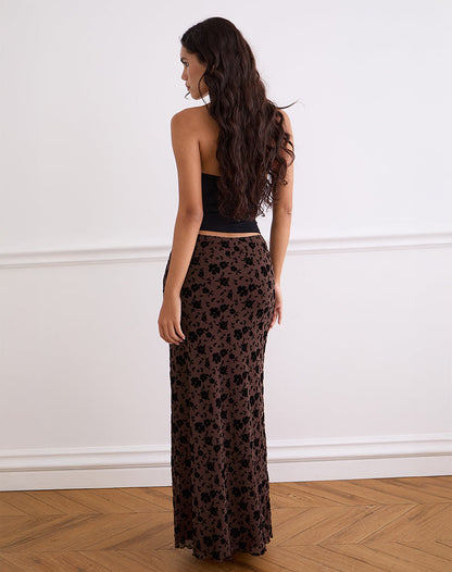 Alfreda Maxi Skirt in Garden Floral Brown
