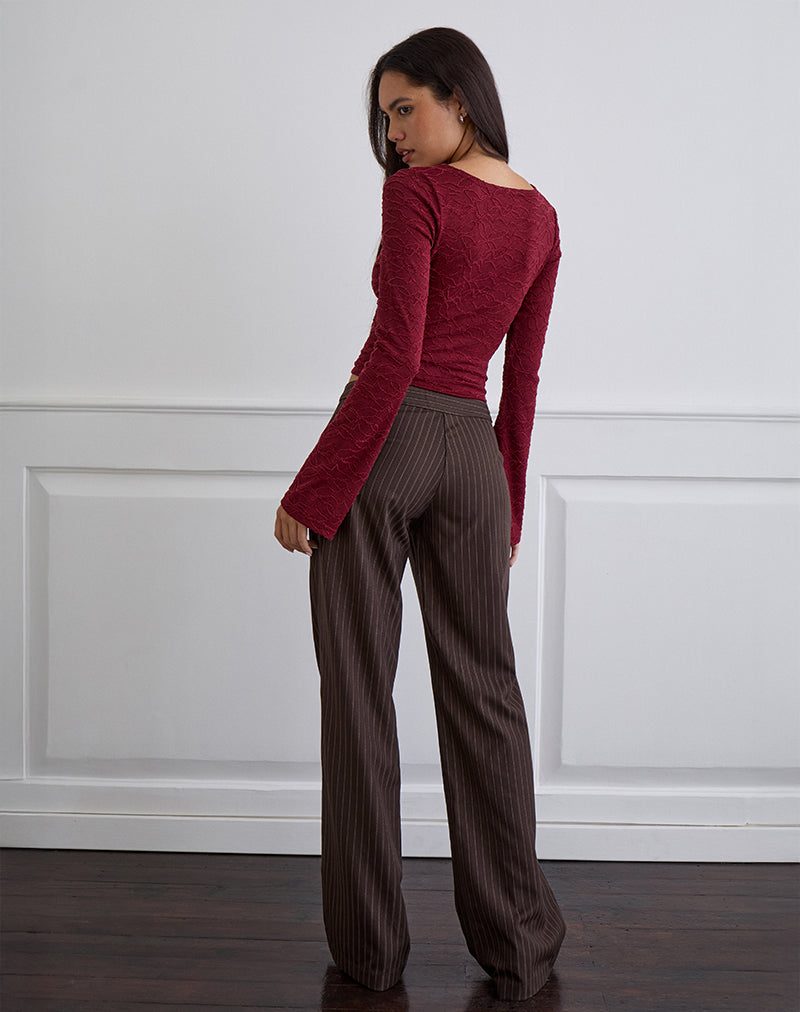 Ganta Slim Trouser in Stripe Chocolate Brown