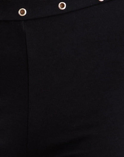Dorala Low Rise Trousers with Eyelets in Black