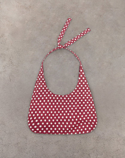 Maris Large Round Bag in Polka Wine