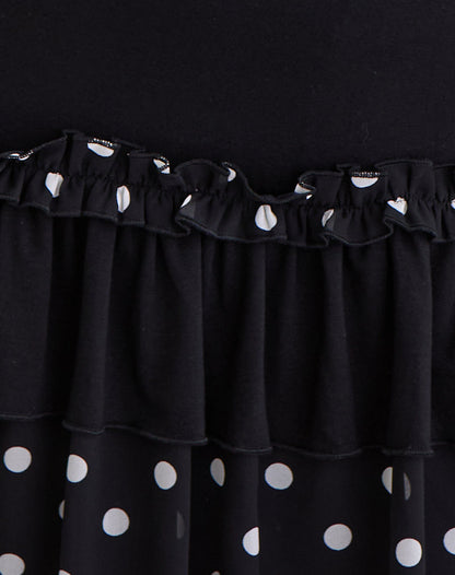 Navya Wrap Mini Dress in Polka Black and White