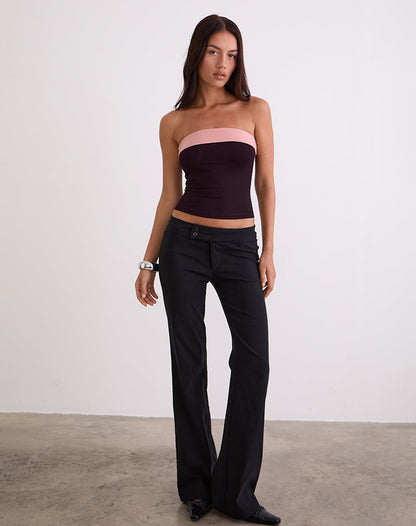 Solna Bandeau Top in Redwood with Pink Lady Binding
