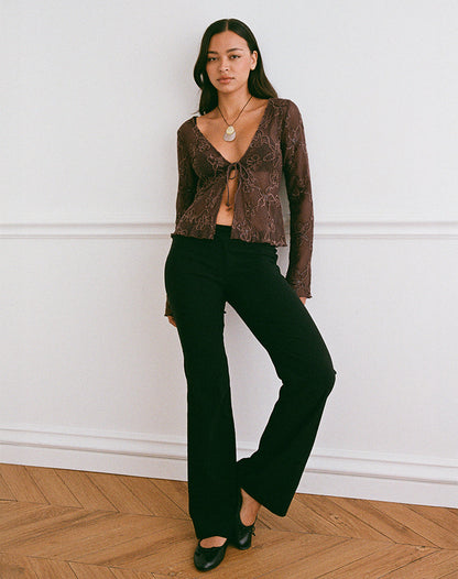 Sukita Cardigan in Sequin Knit Dark Brown