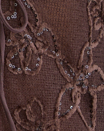 Sukita Cardigan in Sequin Knit Dark Brown