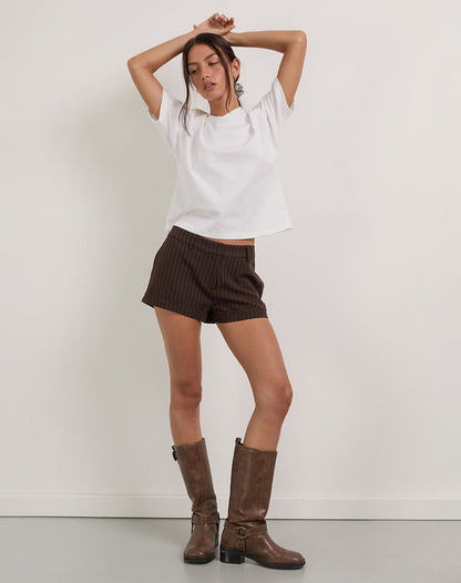 Wiluta Shorts in Tailoring Dark Brown Pinstripe