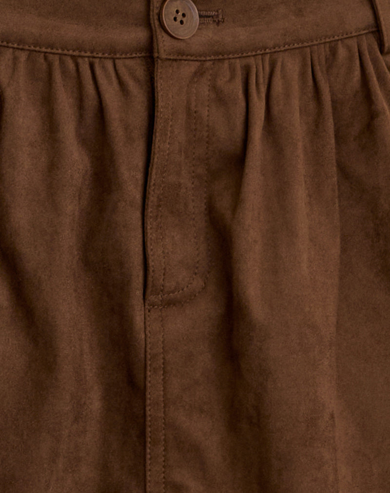 Yonca Frill Mini Skort in Suede Brown