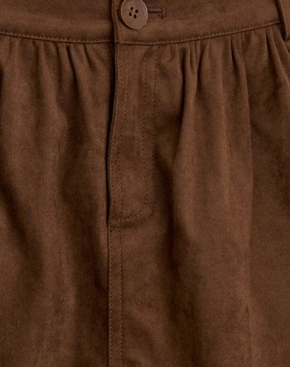 Yonca Frill Mini Skort in Suede Brown